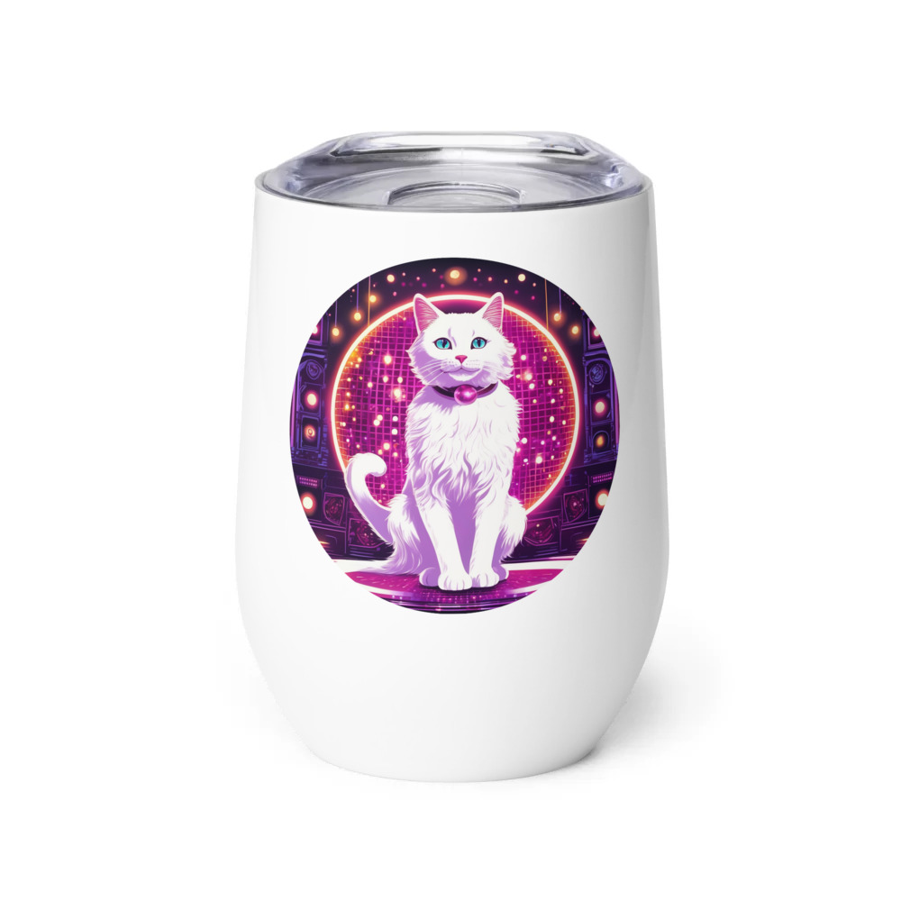 PugMug Custom White Companion Cat Wine Tumbler
