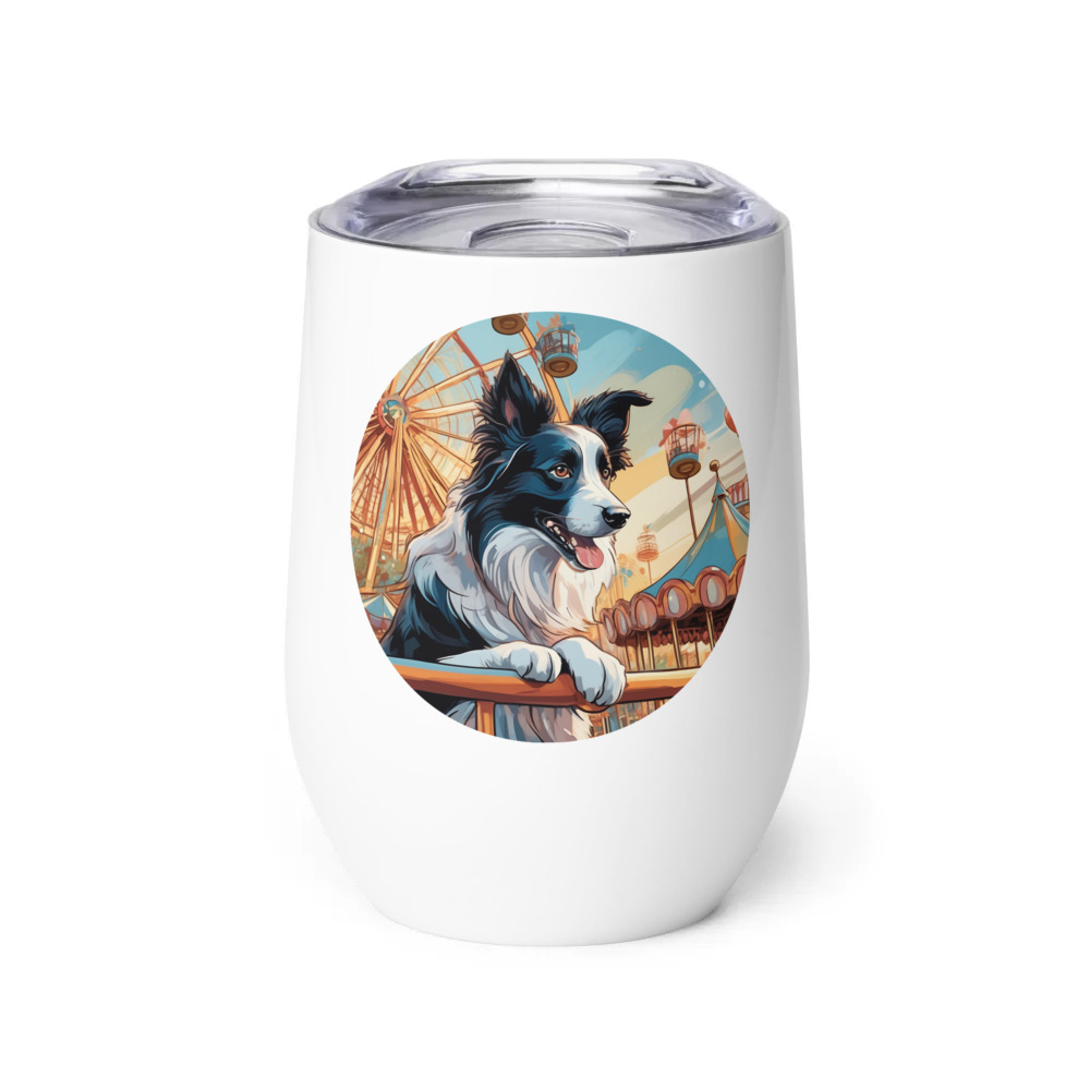 PugMug Custom Border Collie Wine Tumbler