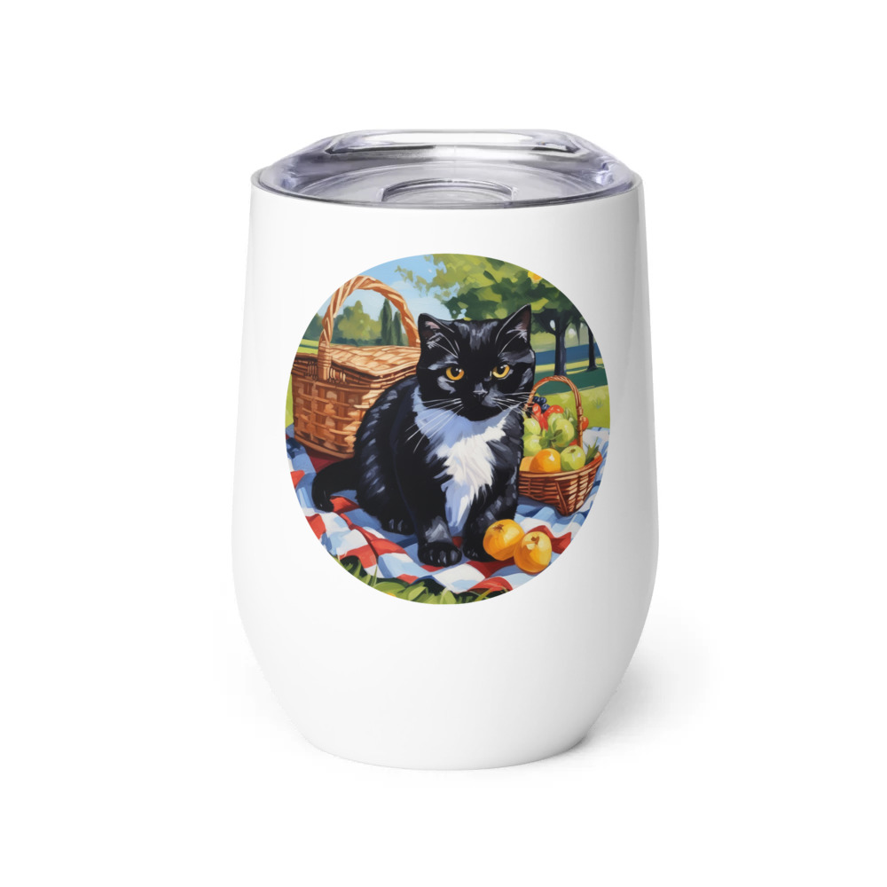 PugMug Custom Black Scottish Fold Cat Wine Tumbler