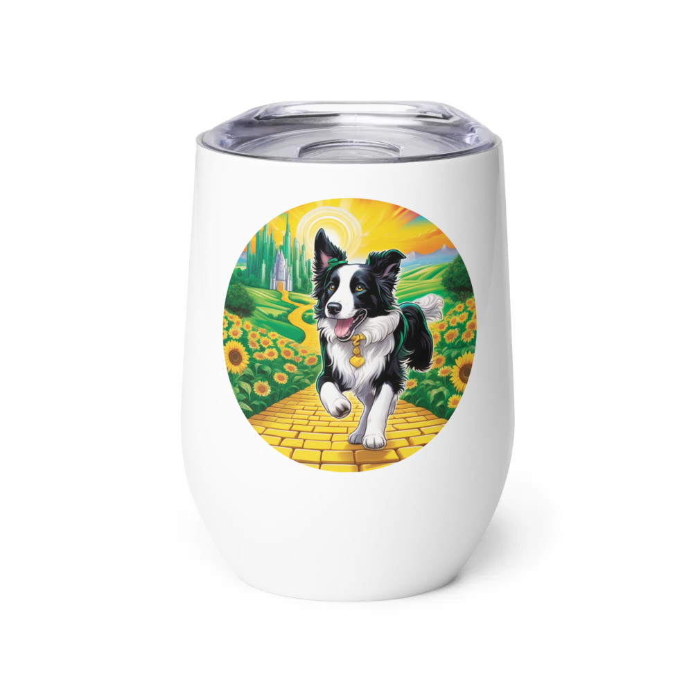 PugMug Custom Border Collie Wine Tumbler