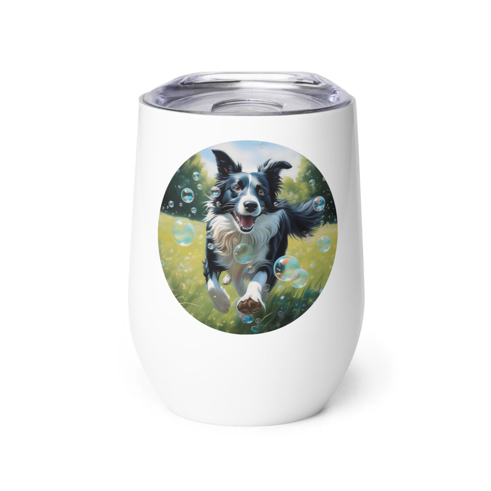 PugMug Custom Border Collie Wine Tumbler