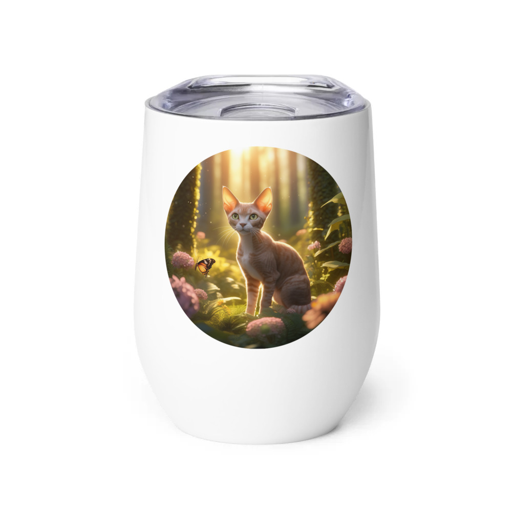 PugMug Custom Tabby Devon Rex Cat Wine Tumbler