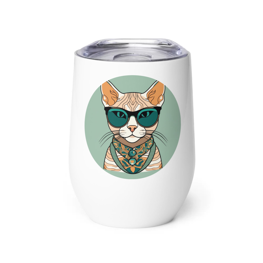 PugMug Custom Tabby Devon Rex Cat Wine Tumbler