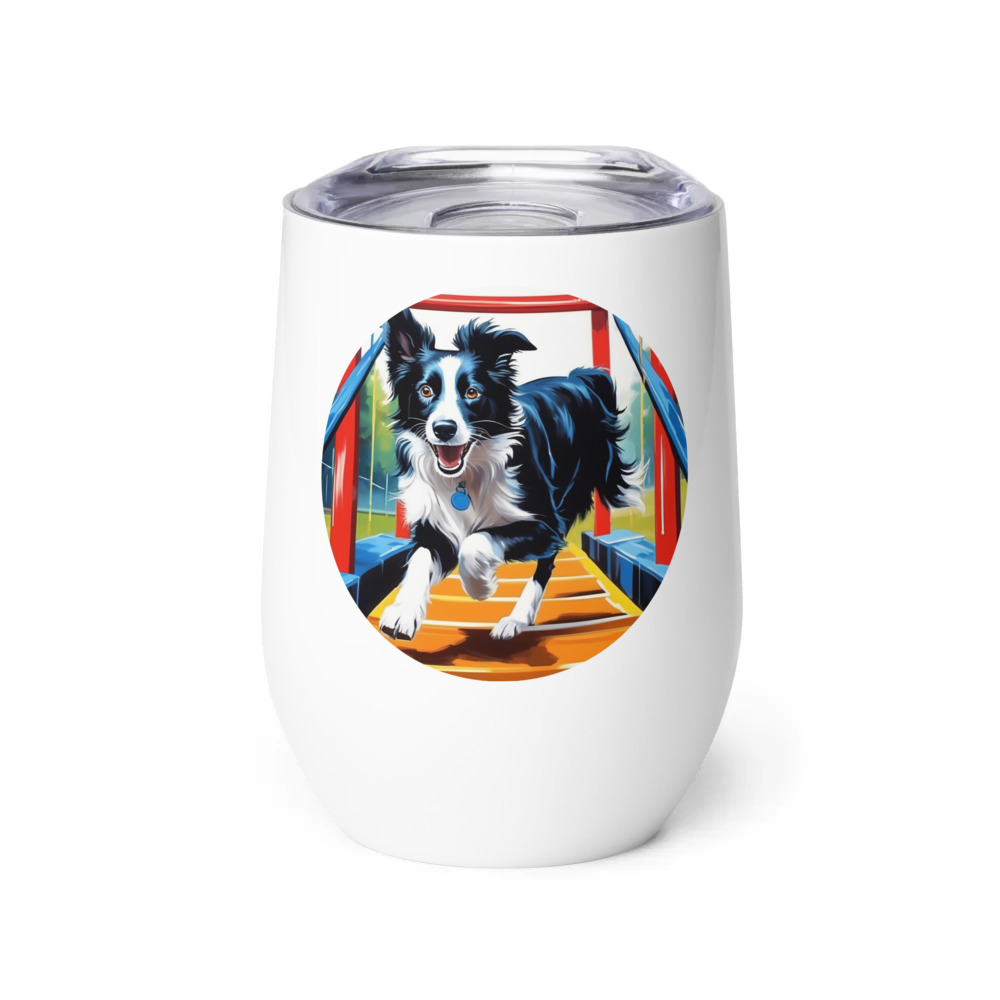 PugMug Custom Border Collie Wine Tumbler