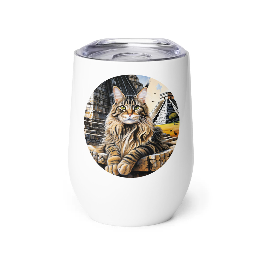 PugMug Custom Tabby Maine Coon Cat Wine Tumbler