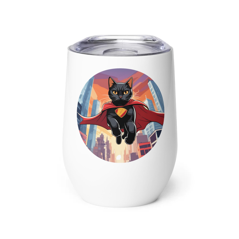 PugMug Custom Black American Shorthair Cat Wine Tumbler