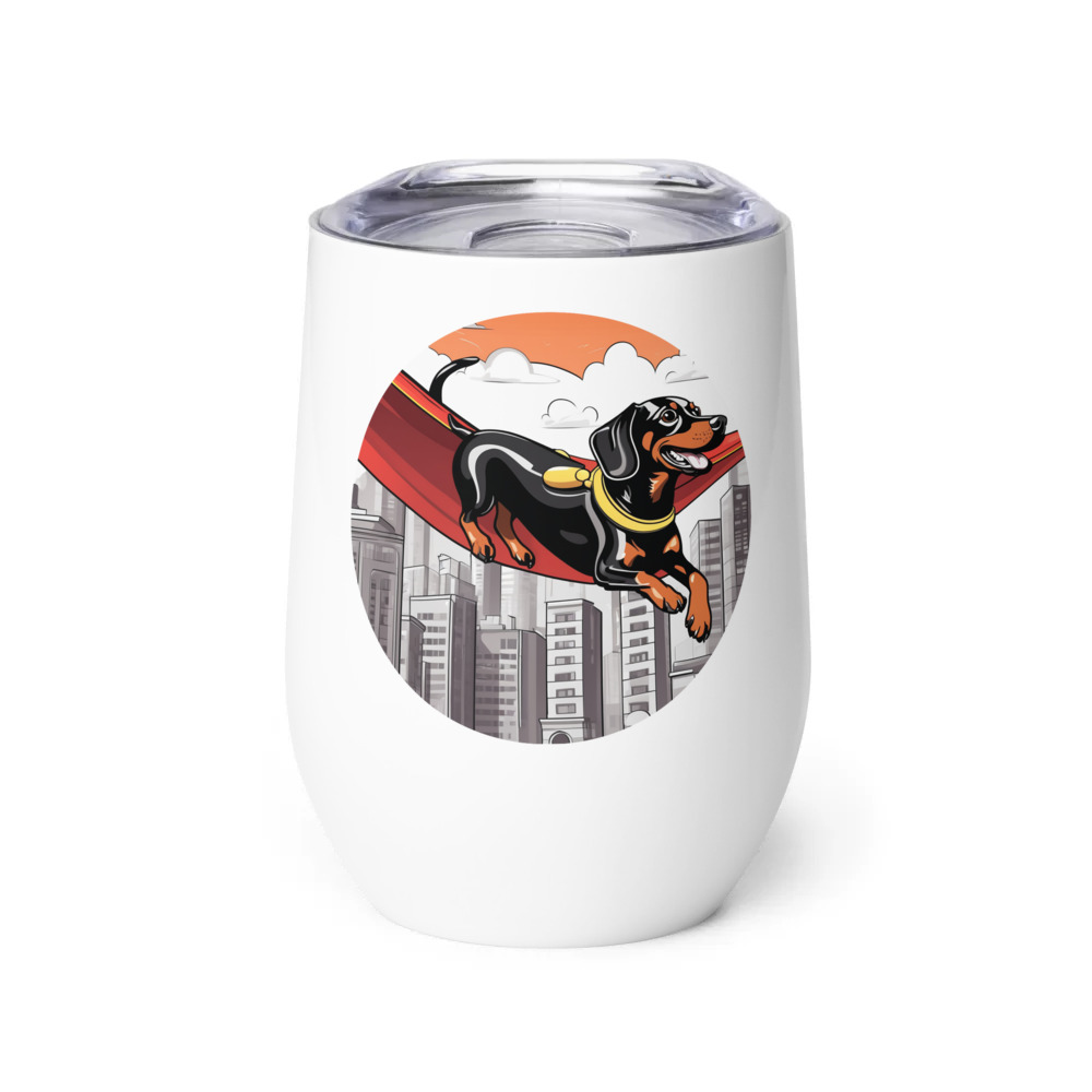 PugMug Custom Black Dachshund Wine Tumbler