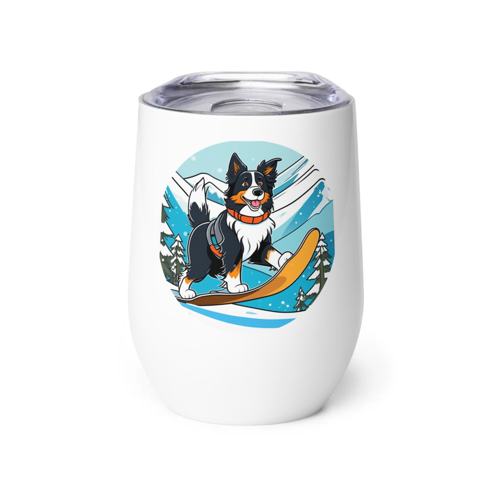 PugMug Custom Border Collie Wine Tumbler