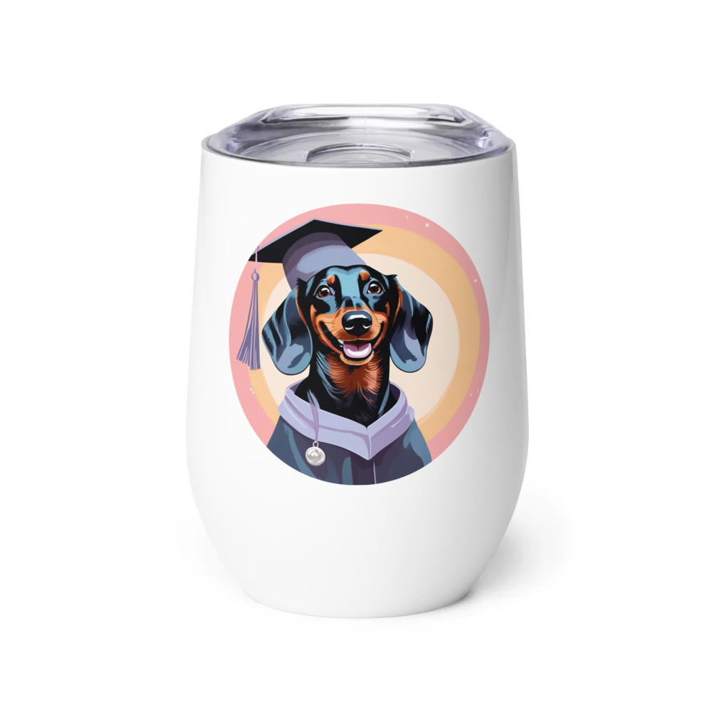 PugMug Custom Black Dachshund Wine Tumbler