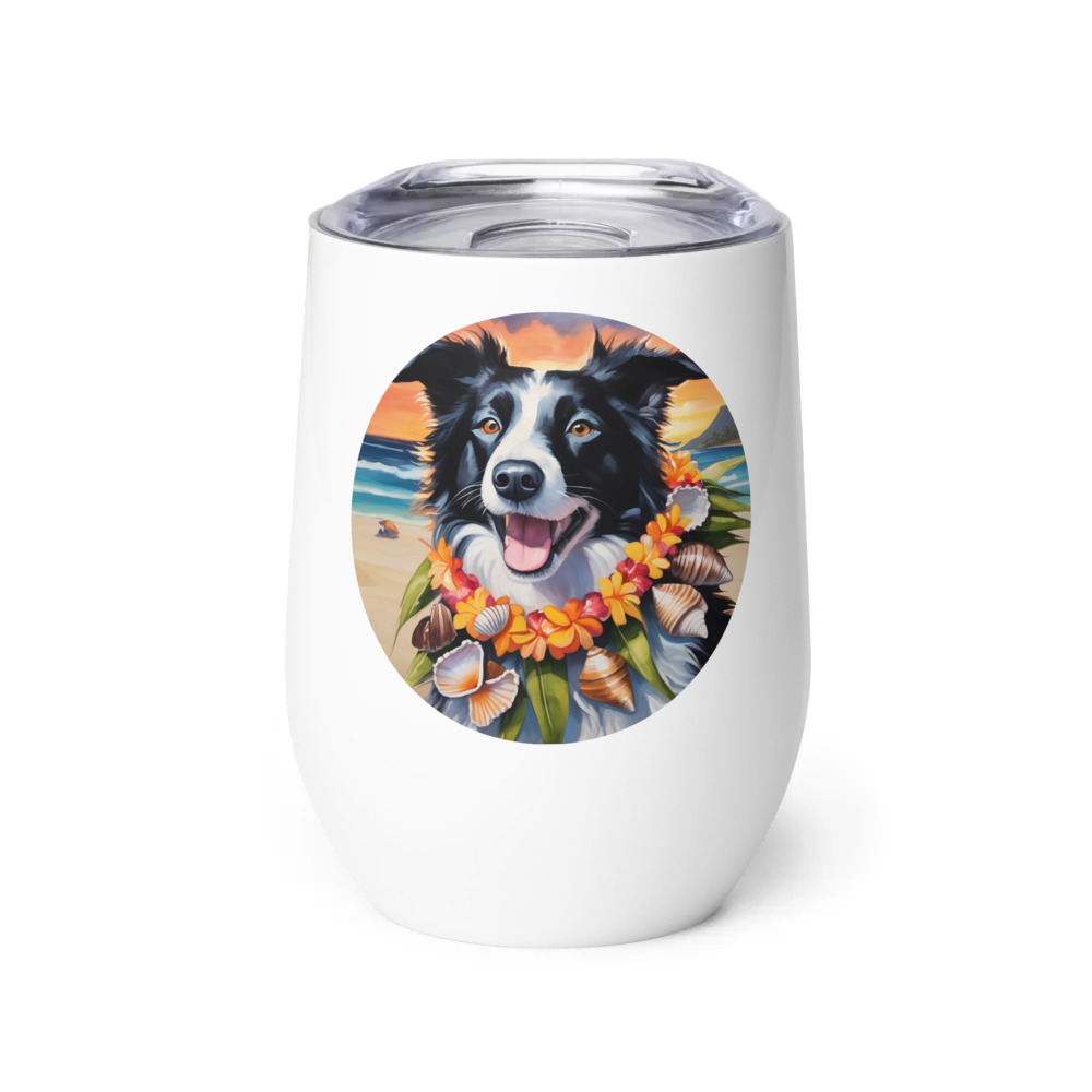 PugMug Custom Border Collie Wine Tumbler
