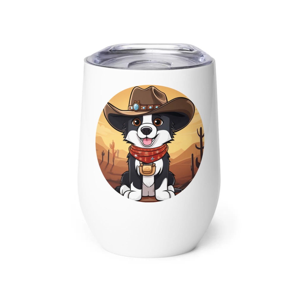 PugMug Custom Border Collie Wine Tumbler