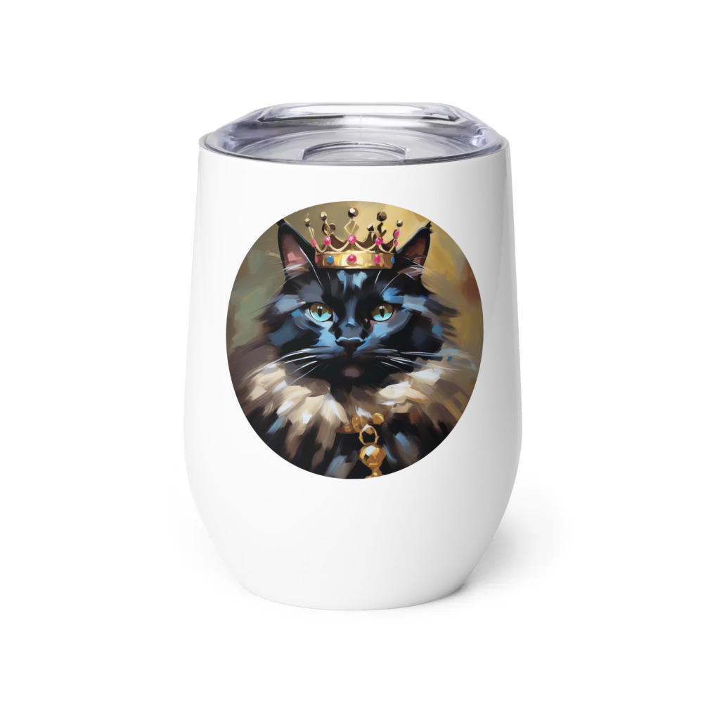 PugMug Custom Black Ragdoll Cat Wine Tumbler