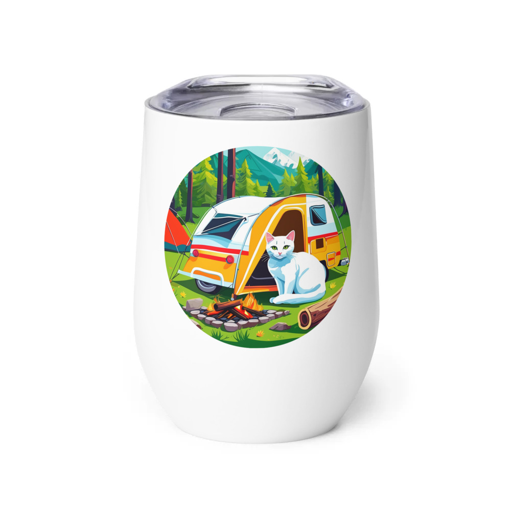 PugMug Custom White Companion Cat Wine Tumbler