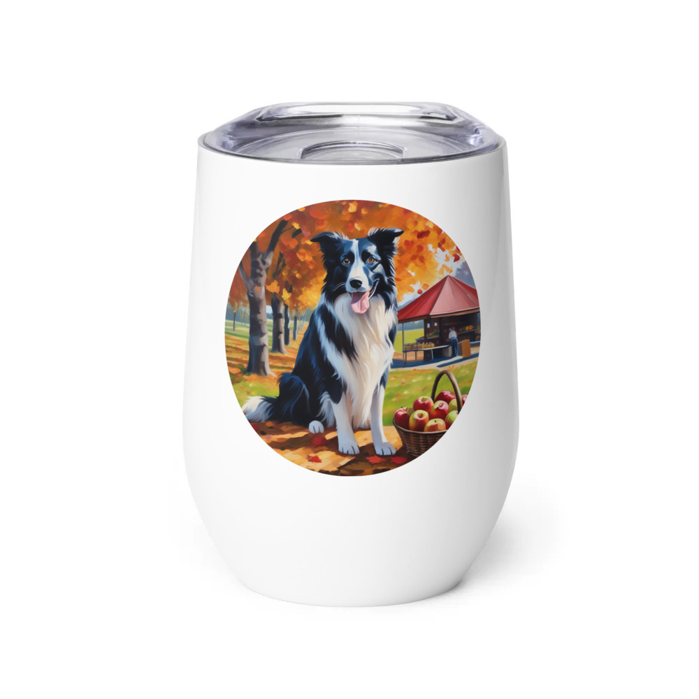 PugMug Custom Border Collie Wine Tumbler