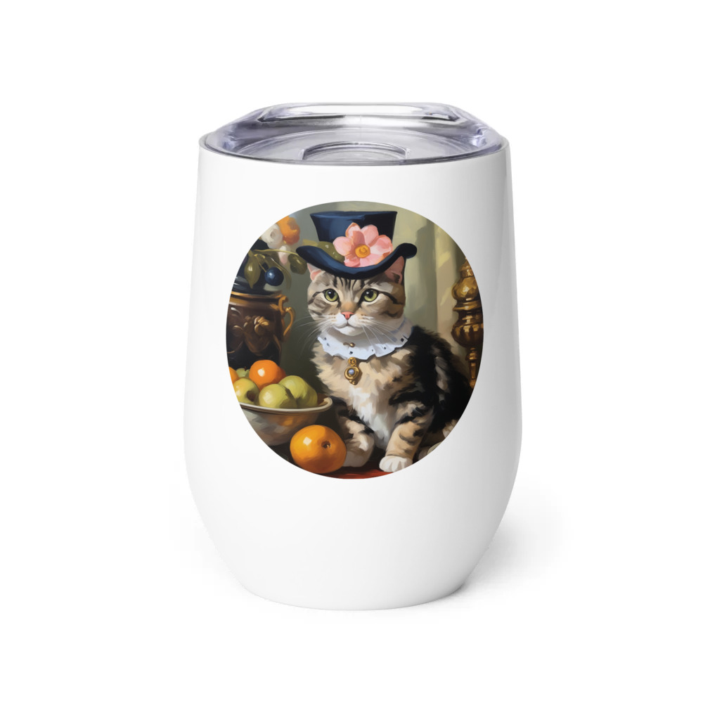 PugMug Custom Tabby Scottish Fold Cat Wine Tumbler