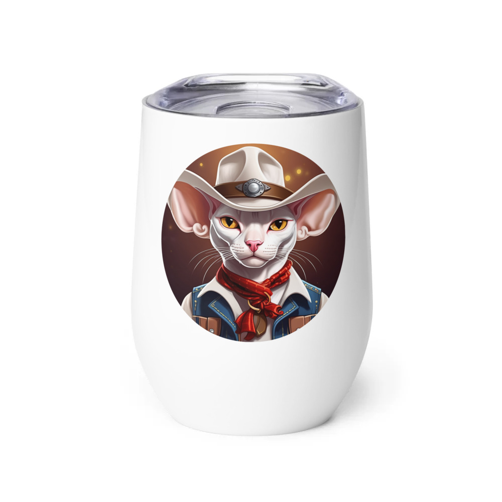 PugMug Custom White Sphynx Cat Wine Tumbler