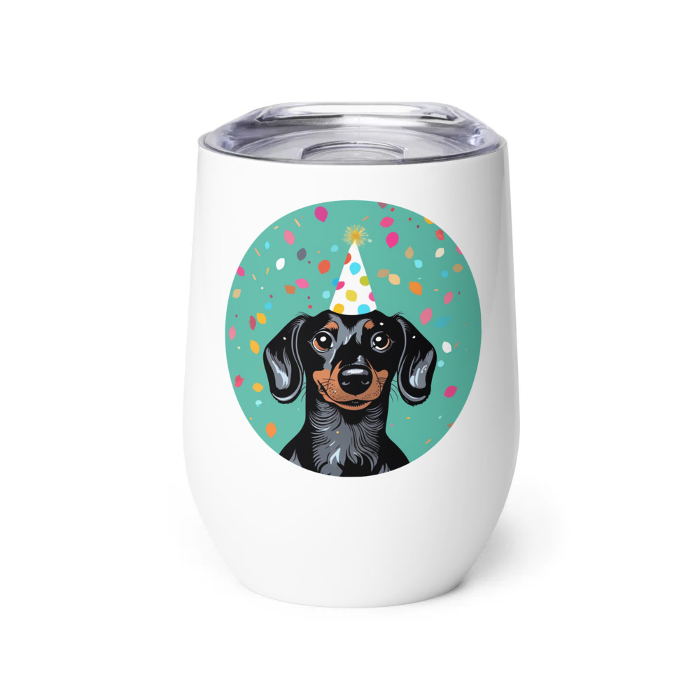 PugMug Custom Black Dachshund Wine Tumbler