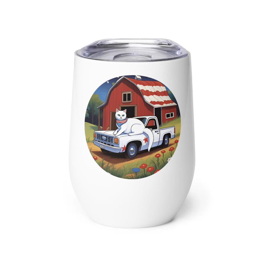 PugMug Custom White Companion Cat Wine Tumbler