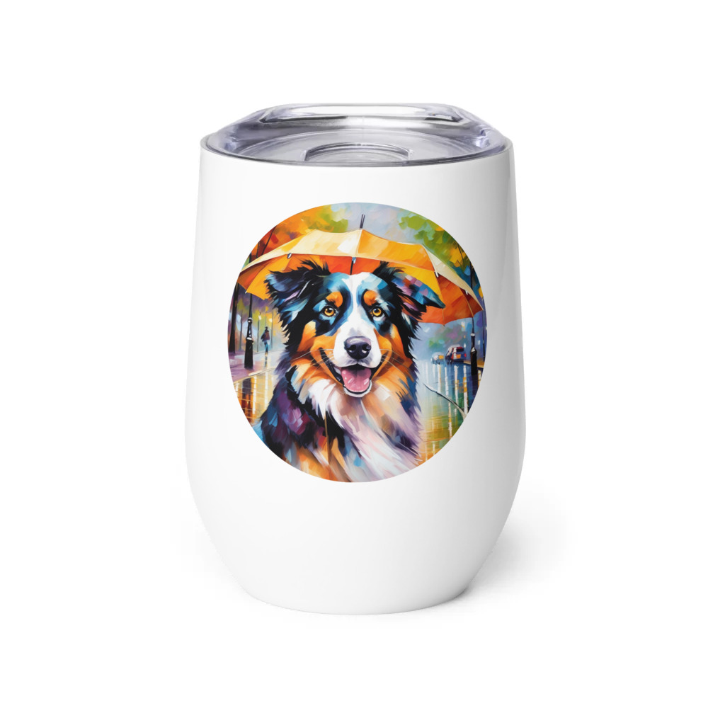 PugMug Custom Australian Shepherd Dog Wine Tumbler