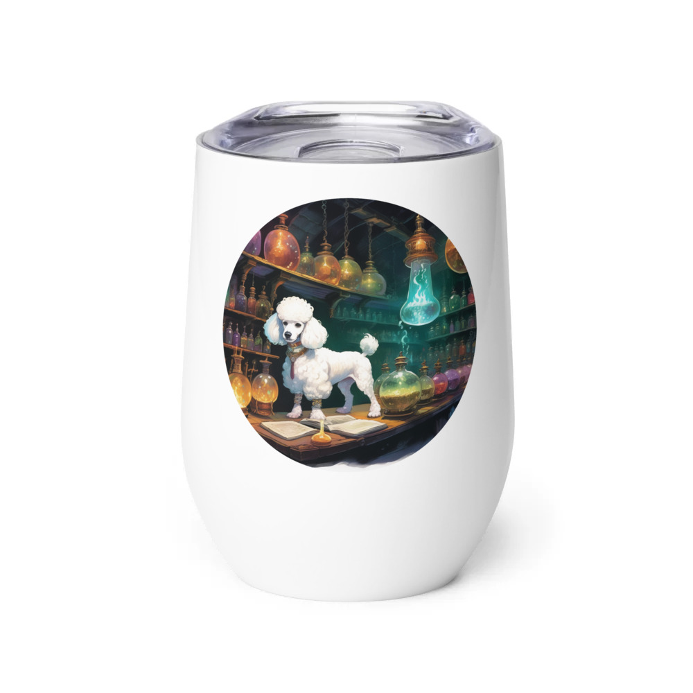 PugMug Custom White Poodle Wine Tumbler