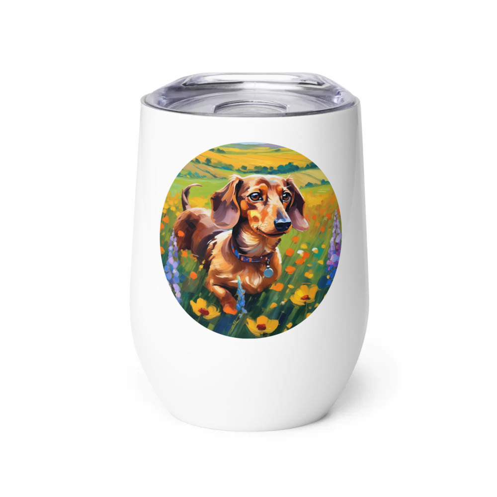 PugMug Custom Tan Dachshund Wine Tumbler