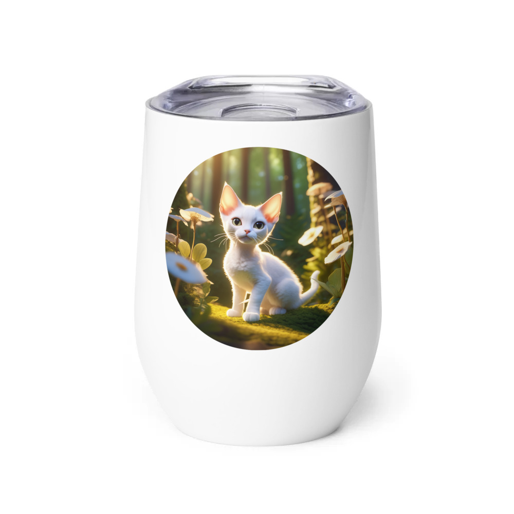 PugMug Custom White Devon Rex Cat Wine Tumbler