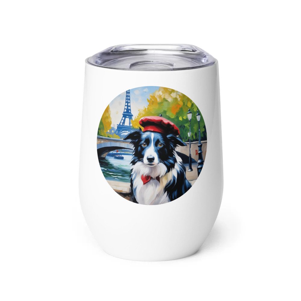 PugMug Custom Border Collie Wine Tumbler