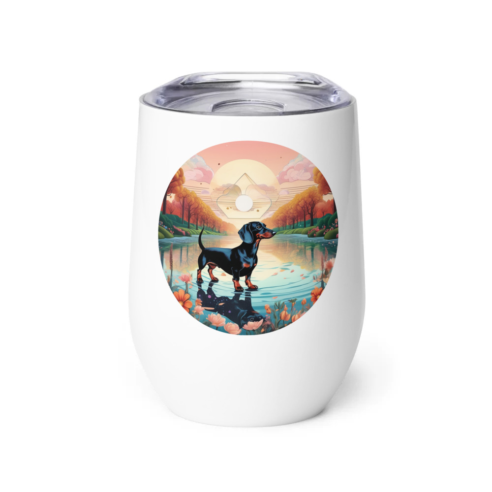 PugMug Custom Black Dachshund Wine Tumbler