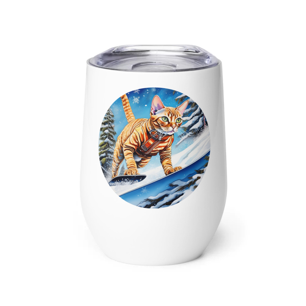 PugMug Custom Tabby Devon Rex Cat Wine Tumbler