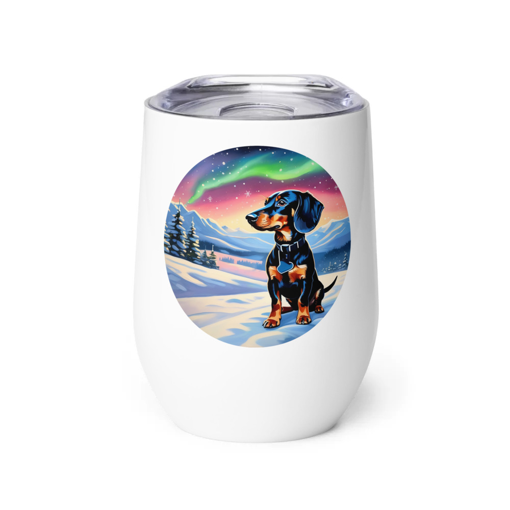 PugMug Custom Black Dachshund Wine Tumbler