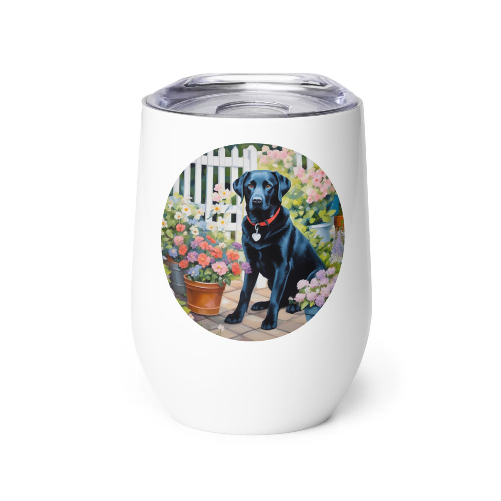 PugMug Custom Black Labrador Retriever Wine Tumbler