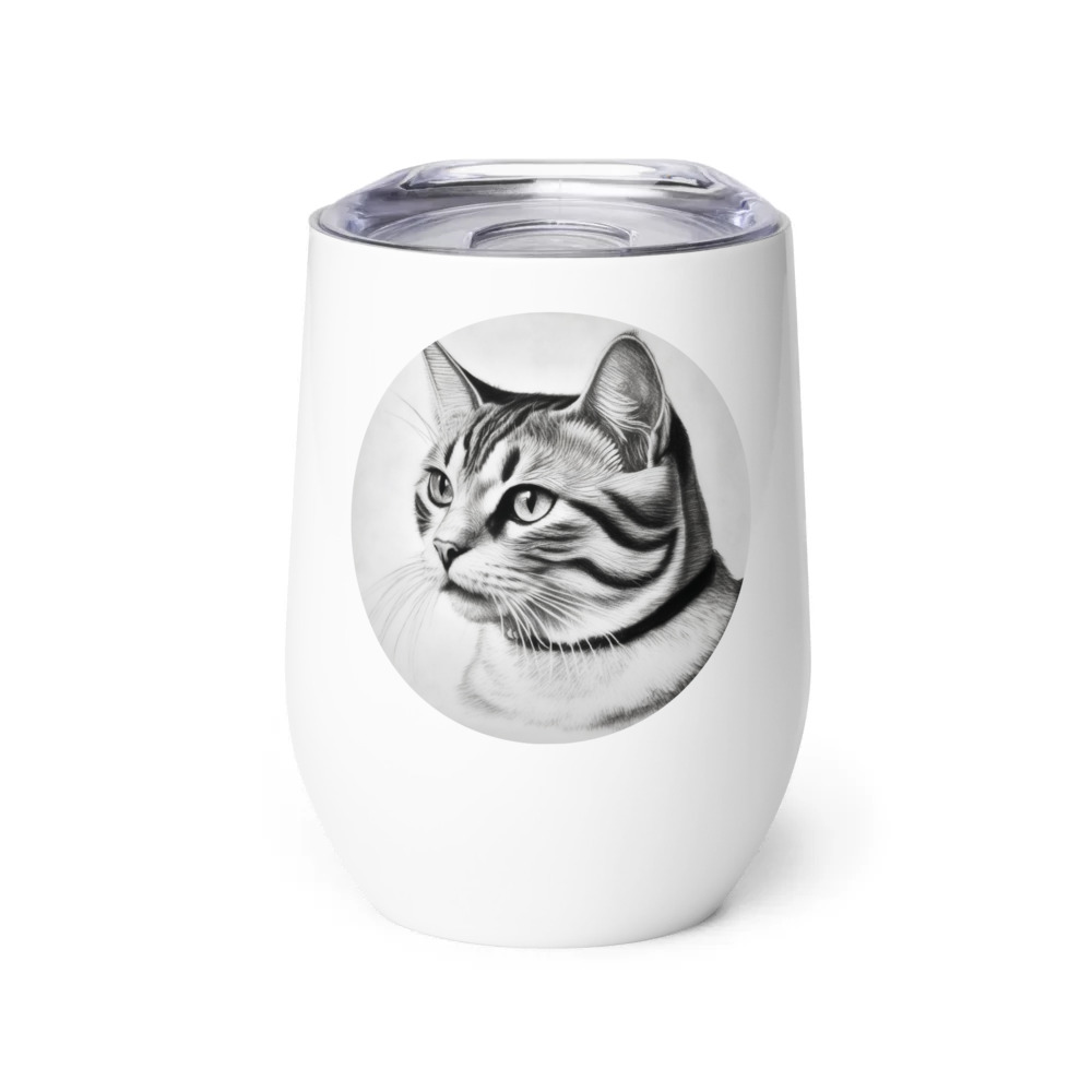 PugMug Custom White American Shorthair Cat Wine Tumbler