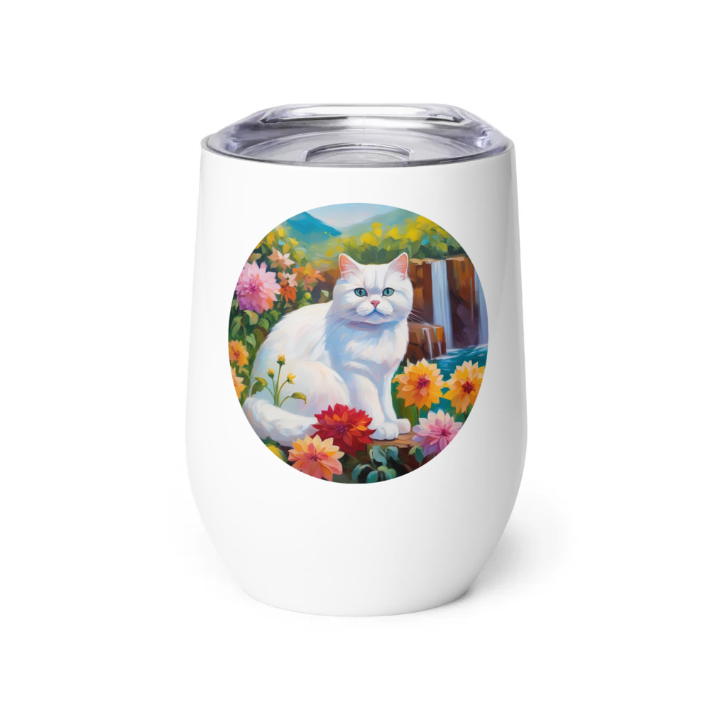 PugMug Custom White British Shorthair Cat Wine Tumbler