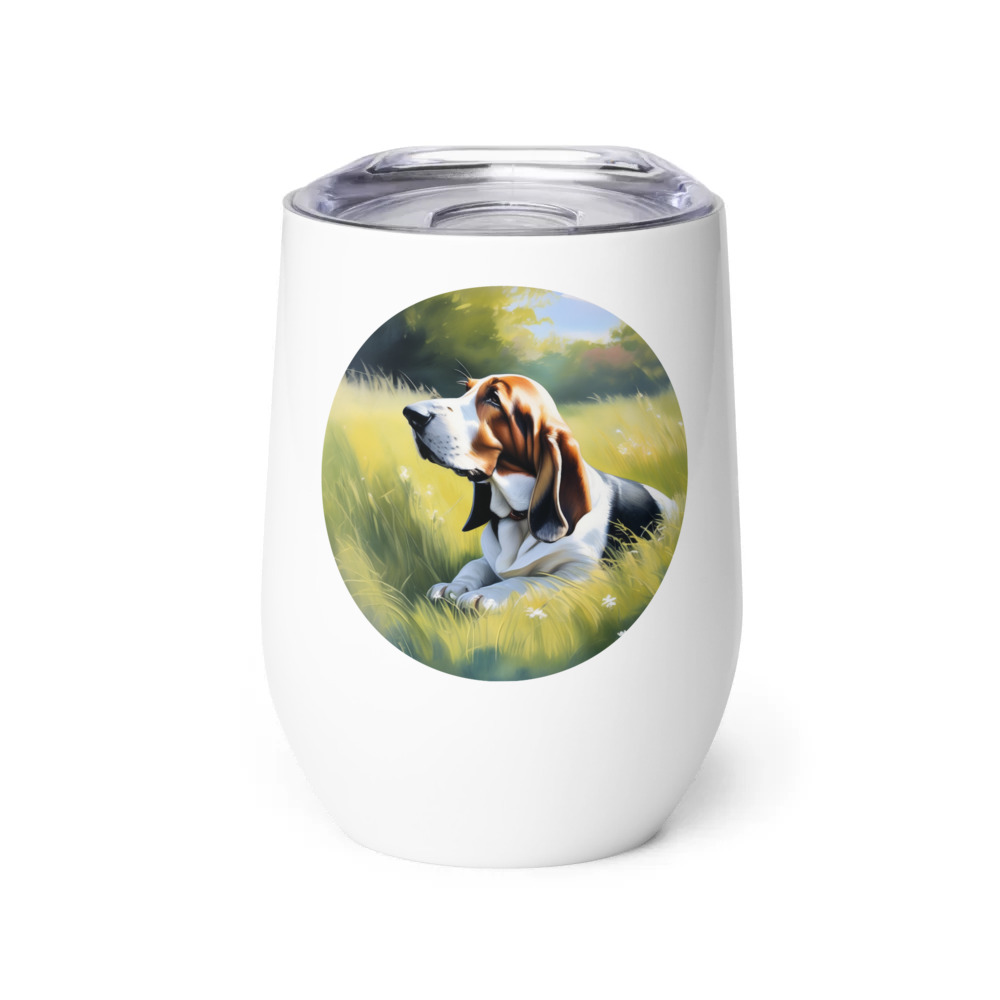 PugMug Custom Basset Hound Wine Tumbler