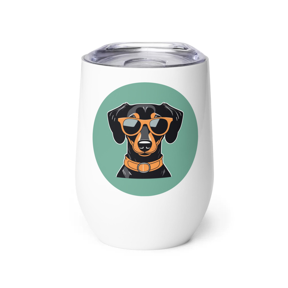 PugMug Custom Black Dachshund Wine Tumbler