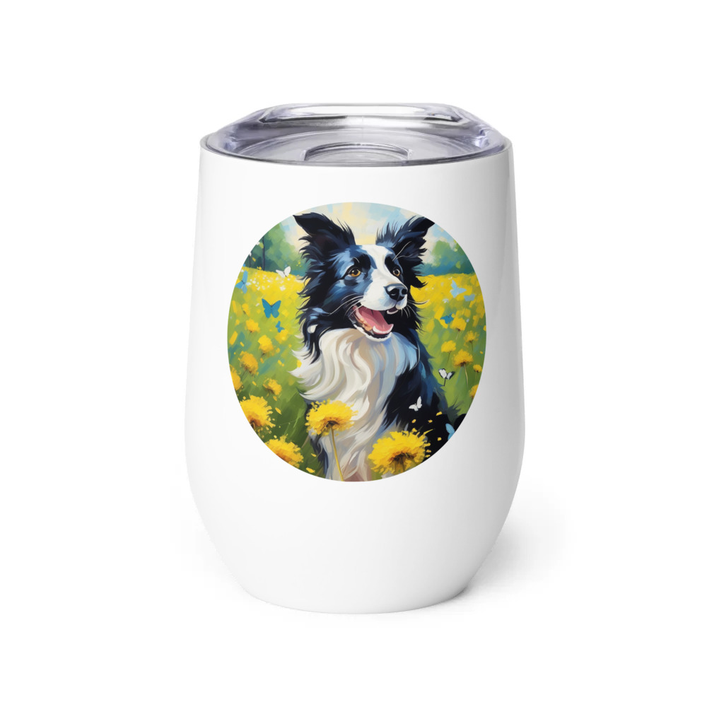 PugMug Custom Border Collie Wine Tumbler