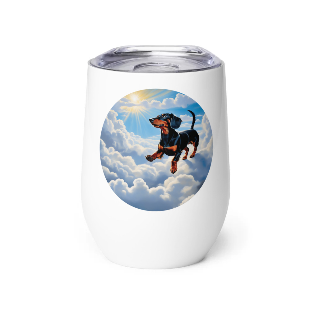 PugMug Custom Black Dachshund Wine Tumbler