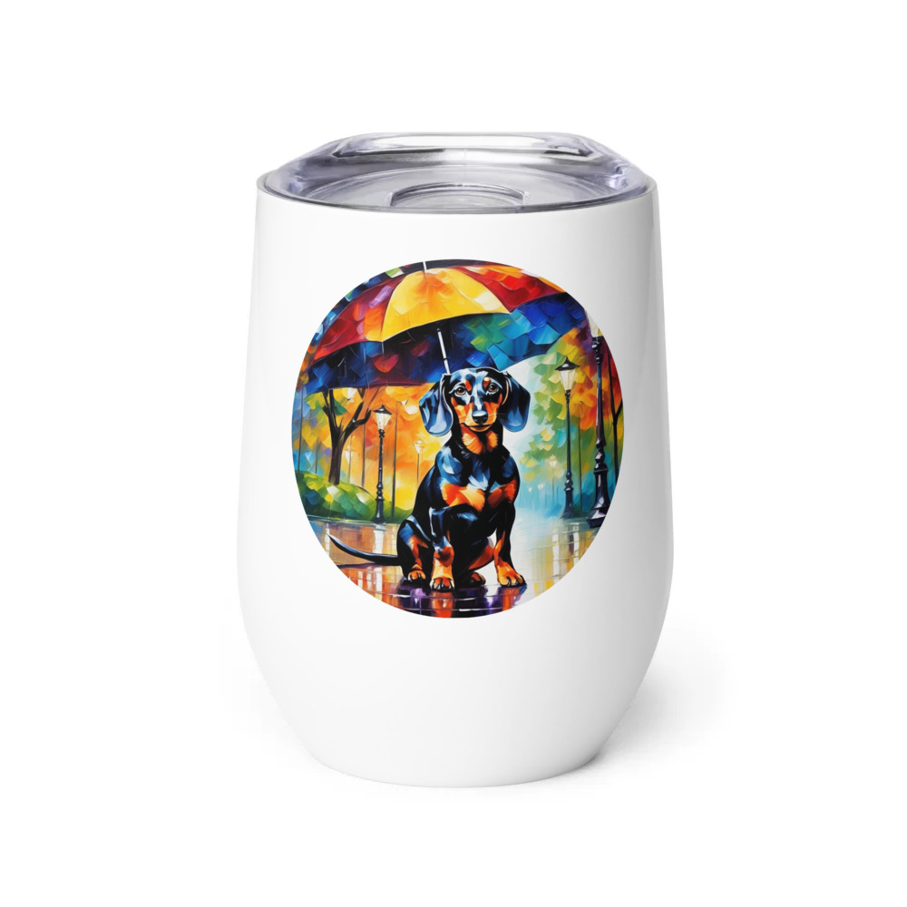 PugMug Custom Black Dachshund Wine Tumbler