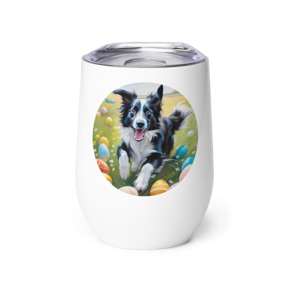 PugMug Custom Border Collie Wine Tumbler