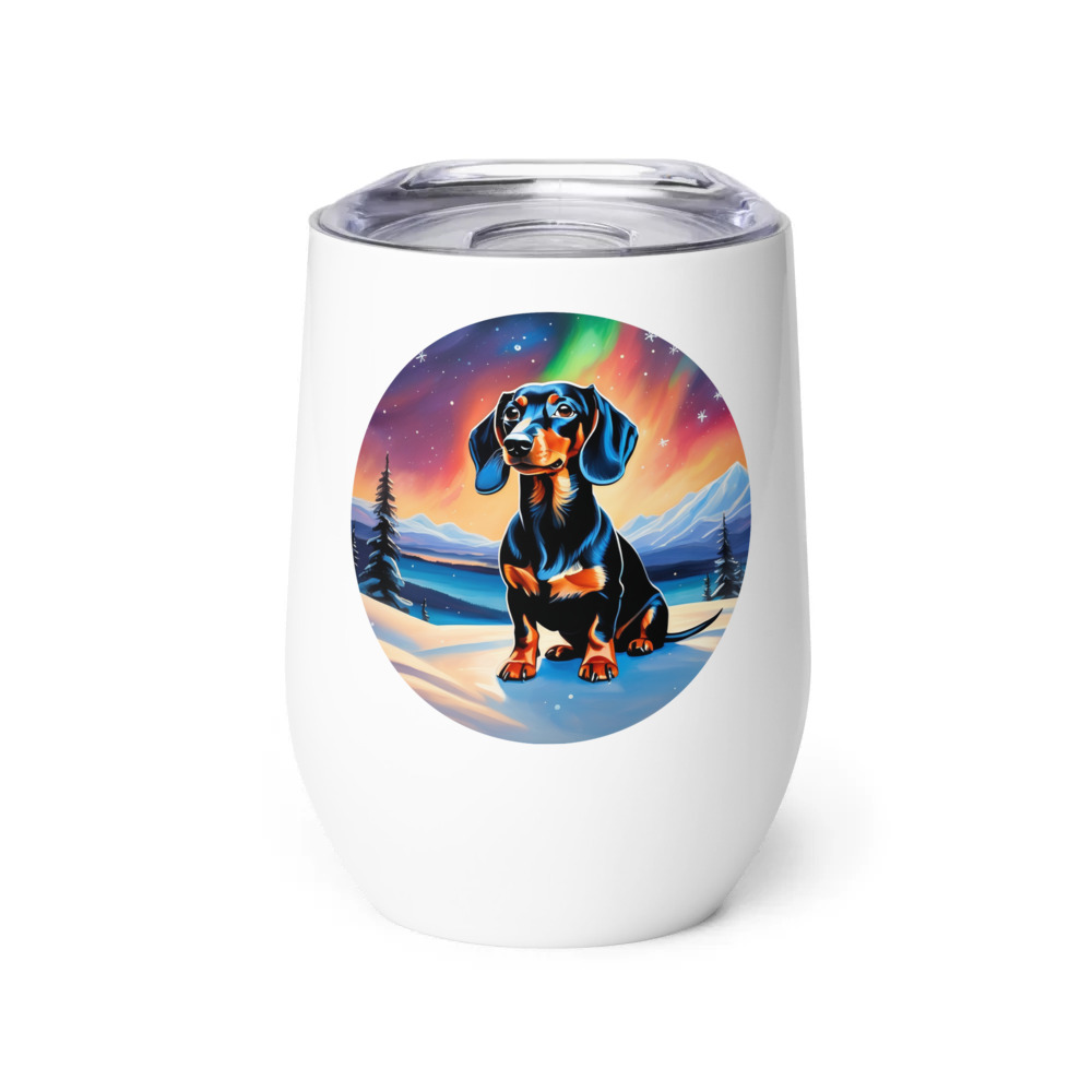 PugMug Custom Black Dachshund Wine Tumbler