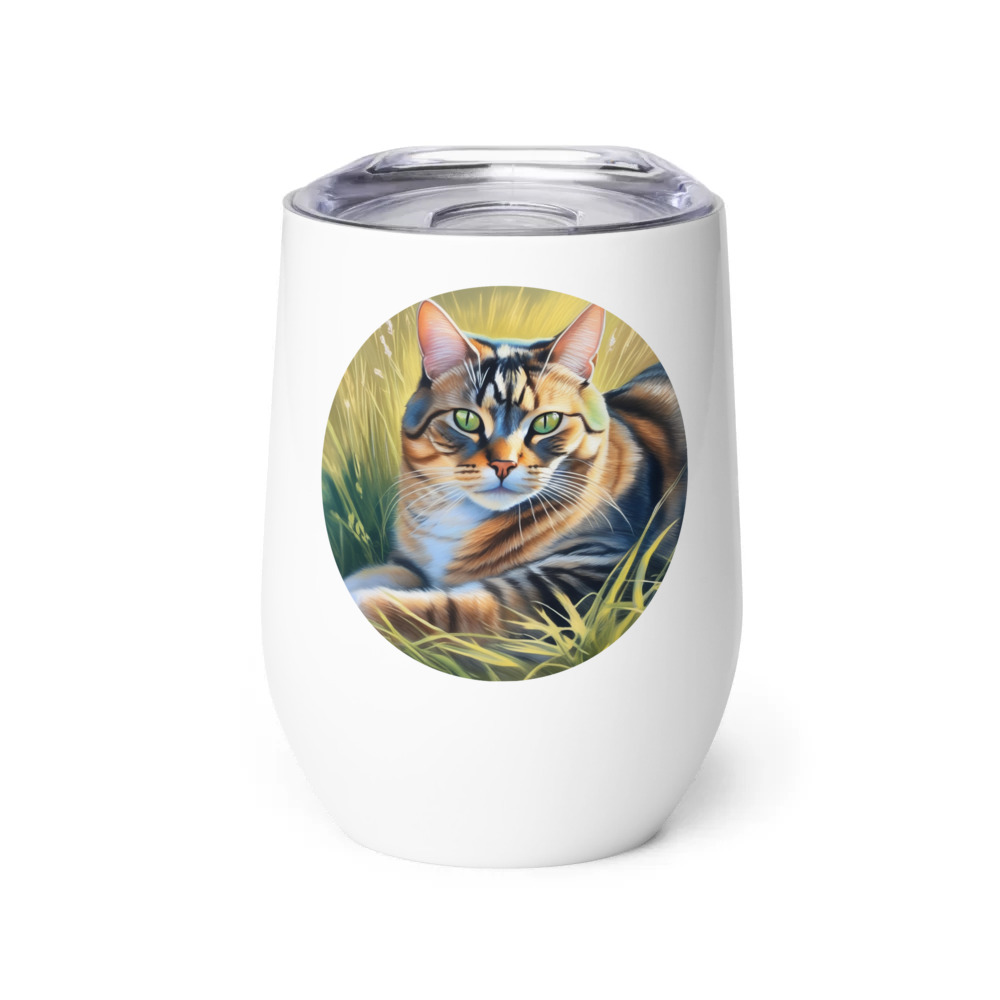 PugMug Custom Tabby Exotic Cat Wine Tumbler