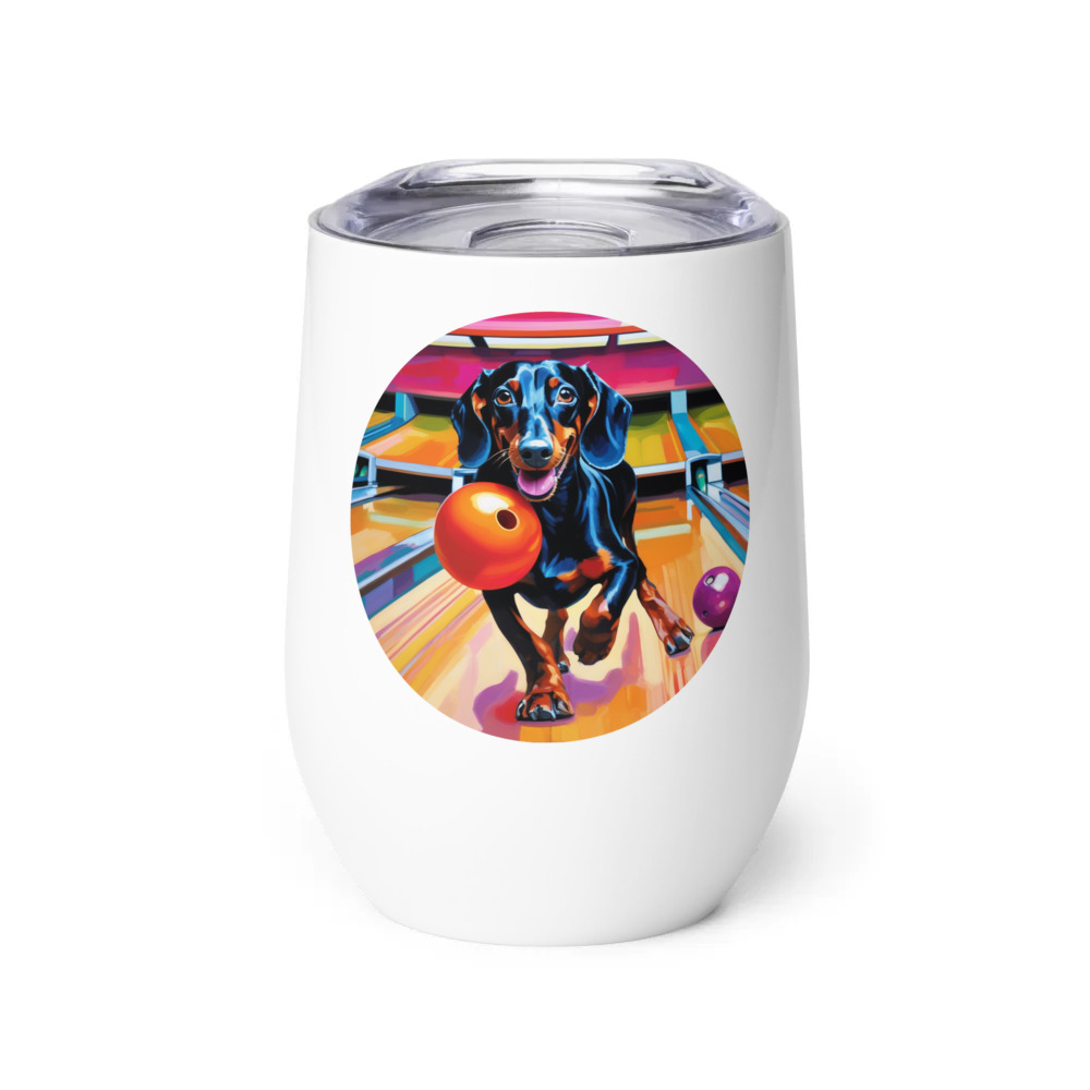 PugMug Custom Black Dachshund Wine Tumbler