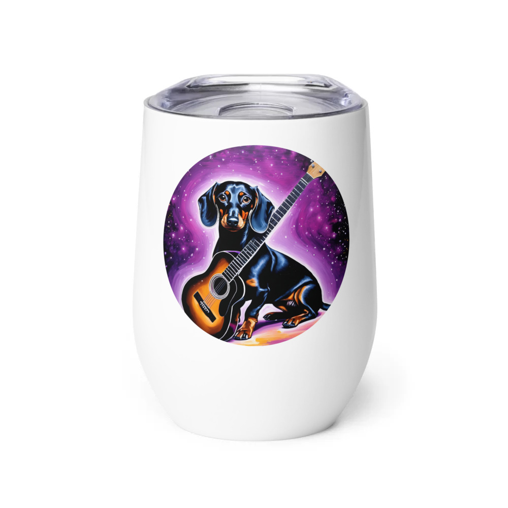 PugMug Custom Black Dachshund Wine Tumbler