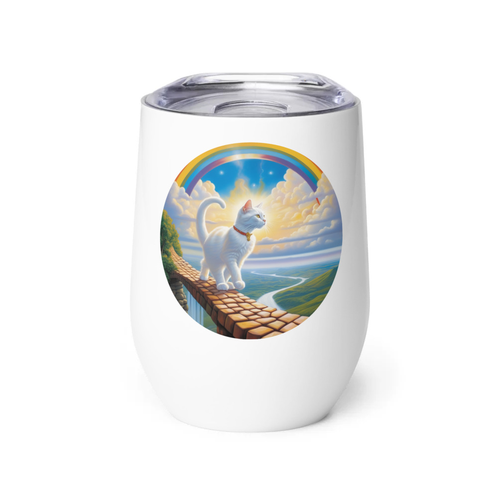 PugMug Custom White Companion Cat Wine Tumbler