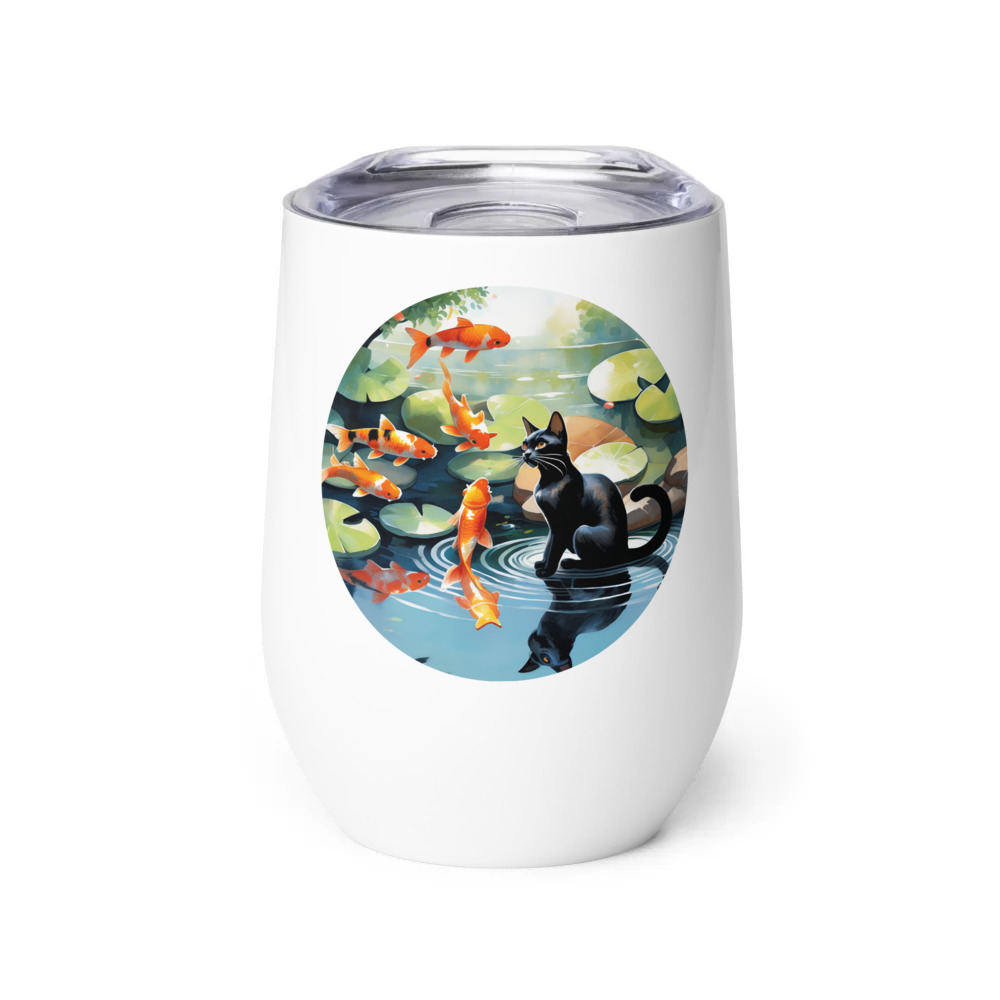 PugMug Custom Black Abyssinian Cat Wine Tumbler