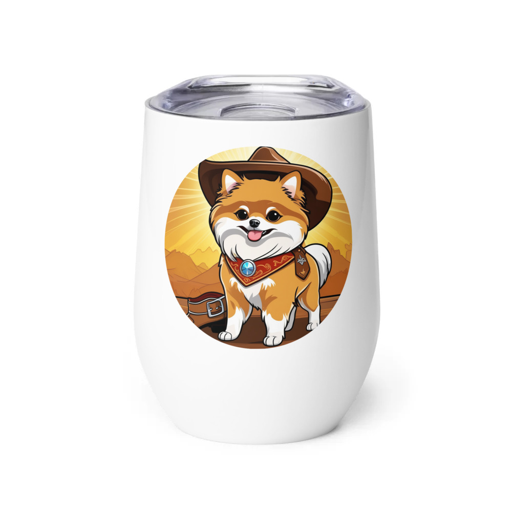 PugMug Custom Tan Pomeranian Wine Tumbler