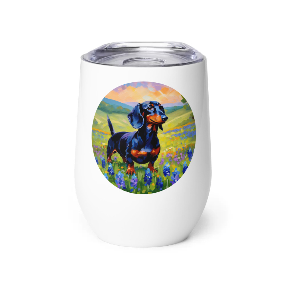 PugMug Custom Black Dachshund Wine Tumbler