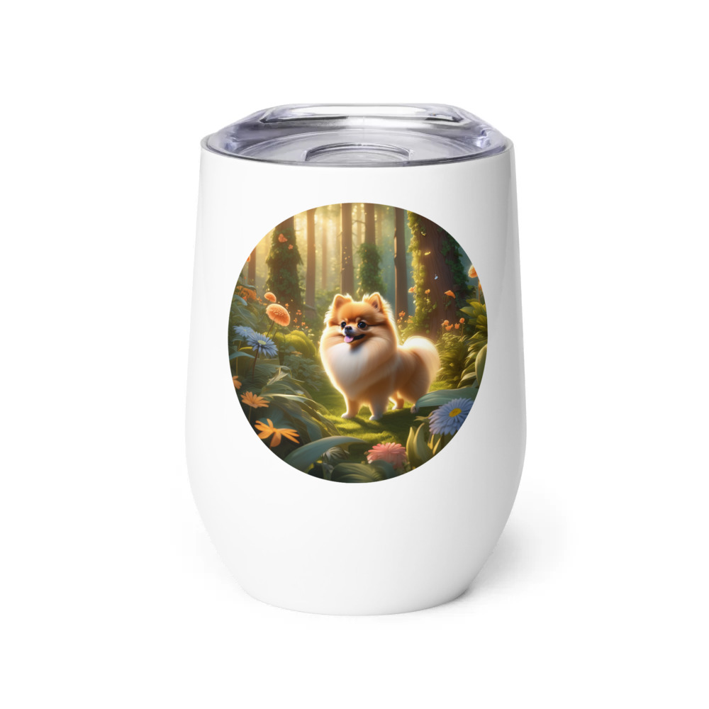 PugMug Custom Tan Pomeranian Wine Tumbler