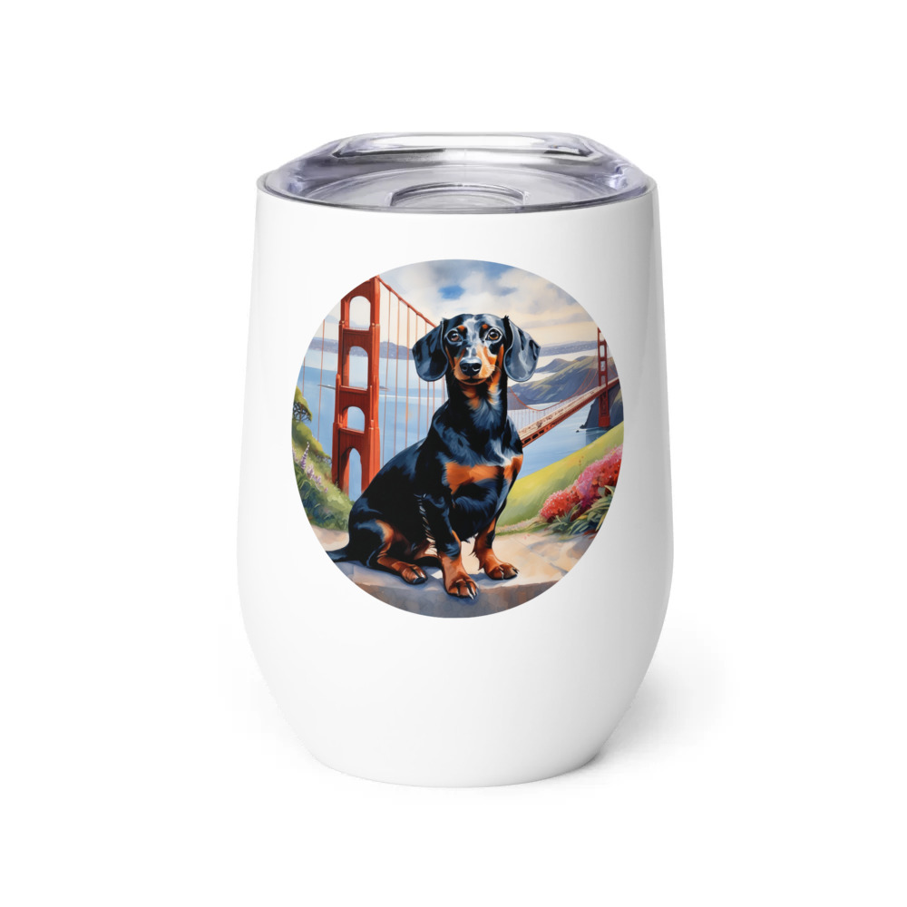 PugMug Custom Black Dachshund Wine Tumbler