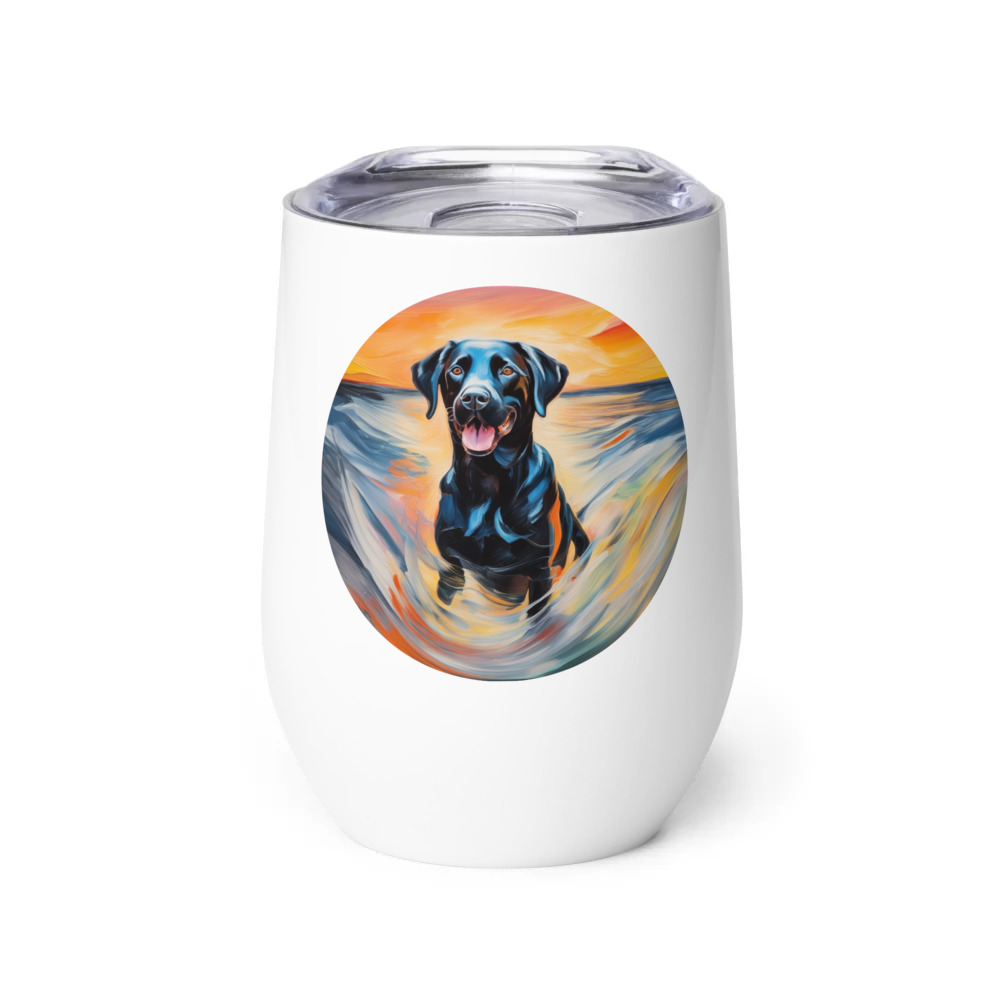 PugMug Custom Black Labrador Retriever Wine Tumbler